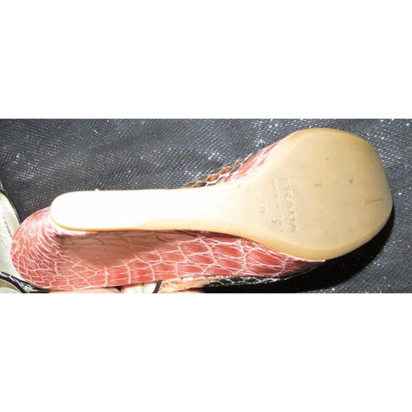 Prada Italian Snakeskin & Croc Embossed Leather Wedges Pink & Gold 37.5 US 7.5 - Picture 11 of 11